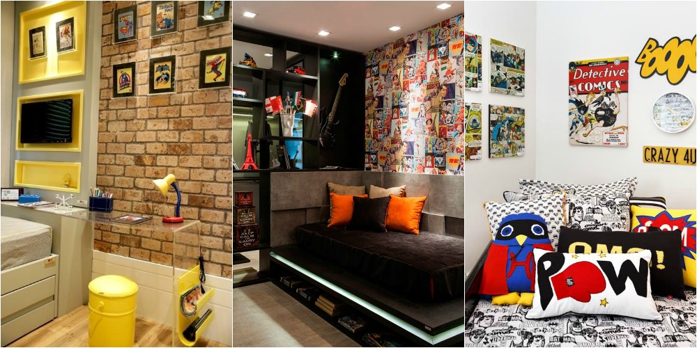 Quadros e outros itens dão o tema, mas sem ficar caricato. Para os mais aficionados, que tal um ambiente saído de uma história em quadrinhos?